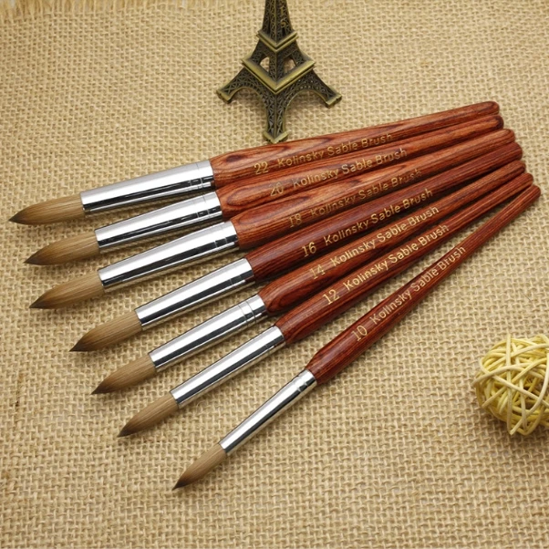 

Aokitec professional custom logo wood hand phototherapy pen kolinsky art nail brush