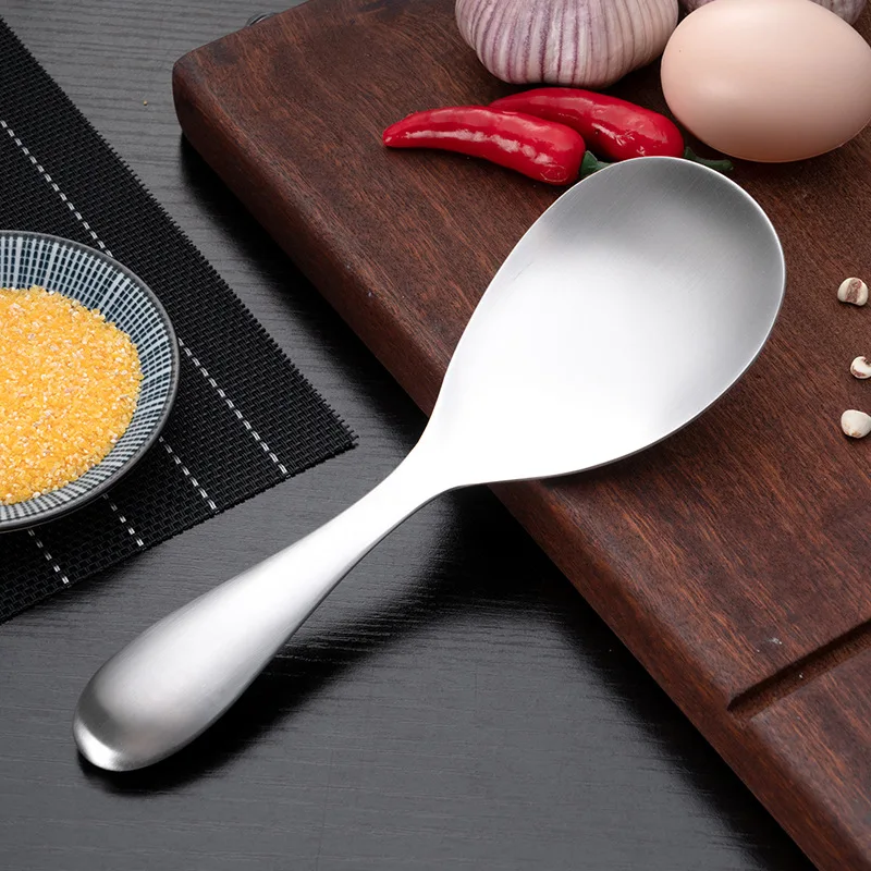 

304 stainless steel ladle kitchen rice bowl spoon scoop large divide food meal rice rice spoon, Silver