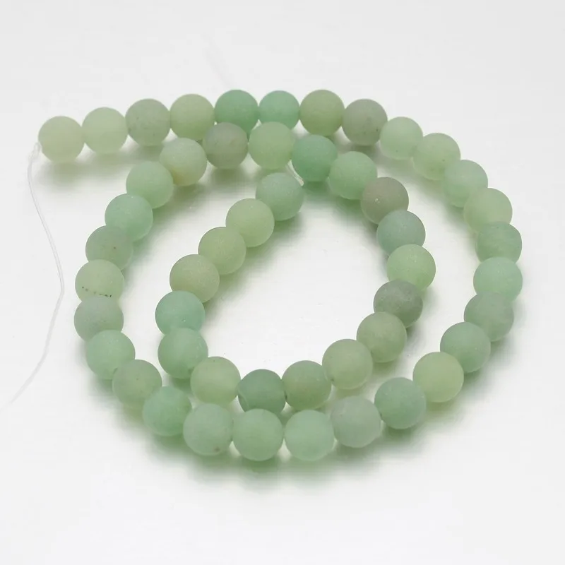 

PandaHall Frosted 8mm Natural Green Gemstone Aventurine Round Beads