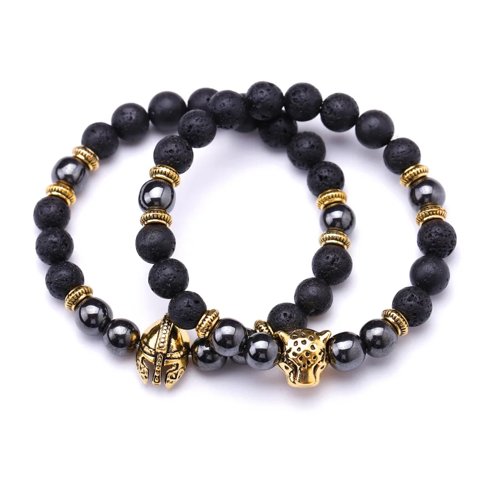 

Bestone Custom 8mm Women Men Natural Lava Stone Gemstone Bead Bracelet