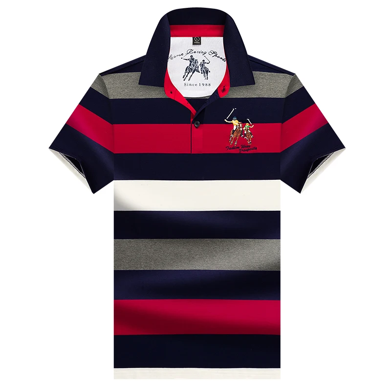 

High Quality Custom Brand striped 100% Cotton Men Casual Business Golf Polo Shirts Wholesale