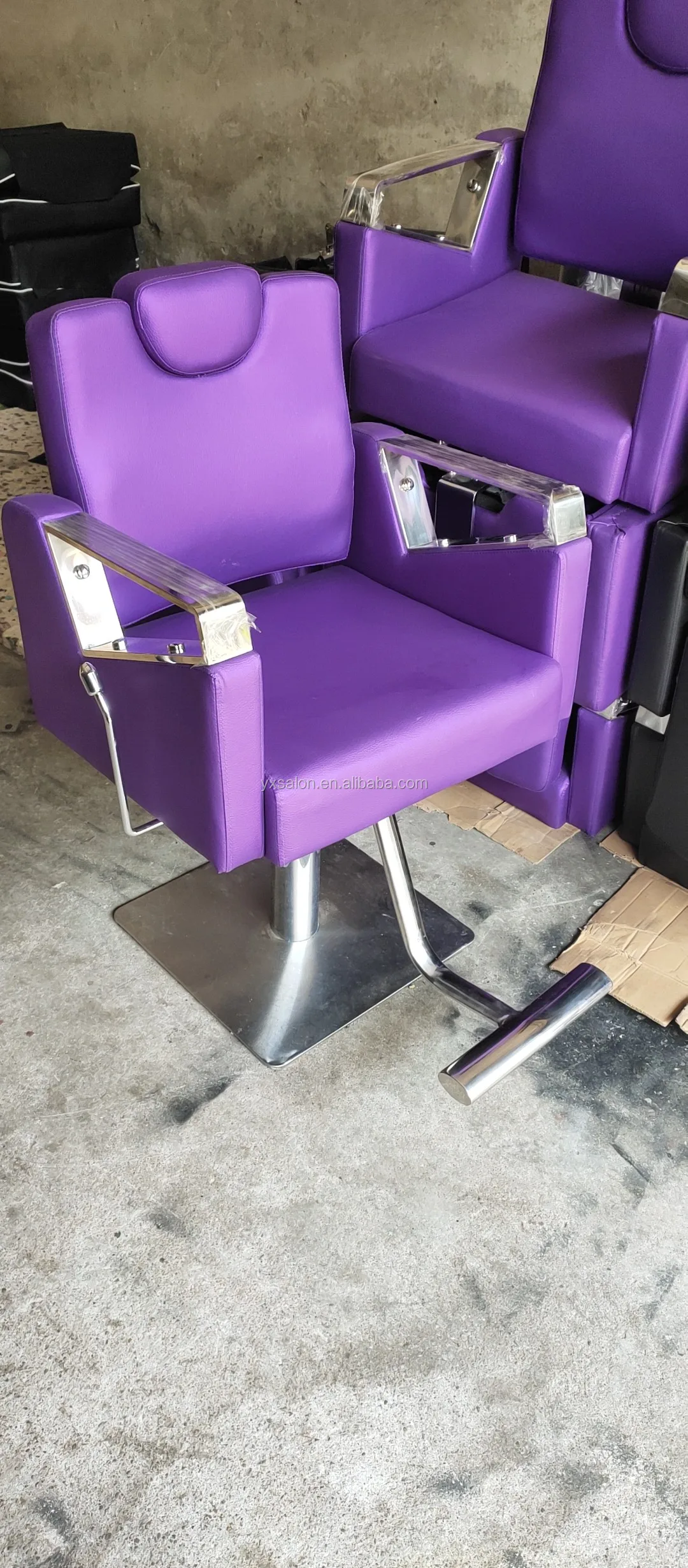 2020 Latest 3 Years Warranty Heavy Duty Recline Purple Salon Chair Hair