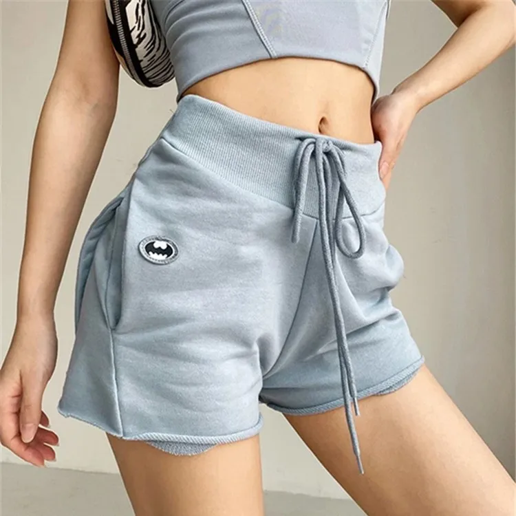 

Custom 2021 Summer New High Waist Drawstring Casual Cotton Shorts For Women Cartoon Shorts, Custom color
