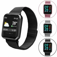 

2020 new product steel strap P68 fitness tracking 1.3 inch touchscreen smart watch P68