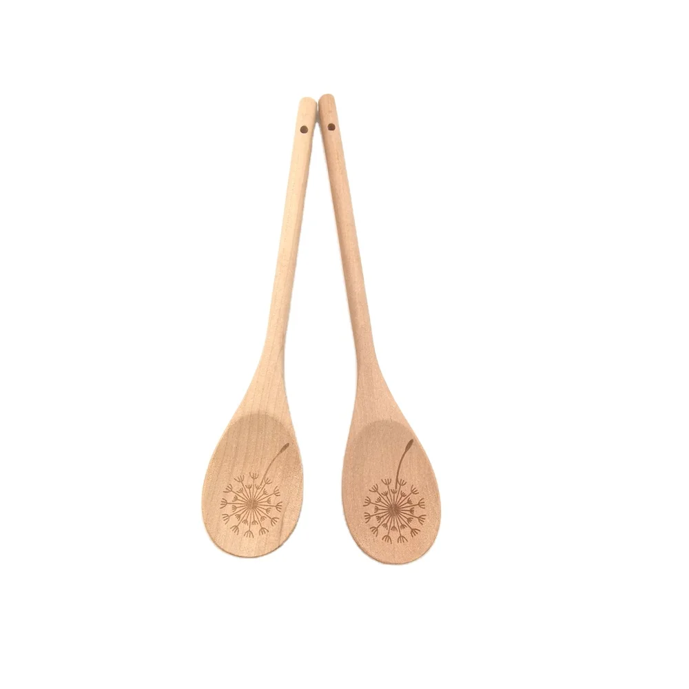 

new arrive solid hard spoon set with laser engraved flower pattern, Natural