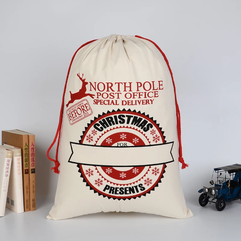 

Custom Christmas Festival Printing Candy Gift Drawstring Bag with Eco-friendly Cotton