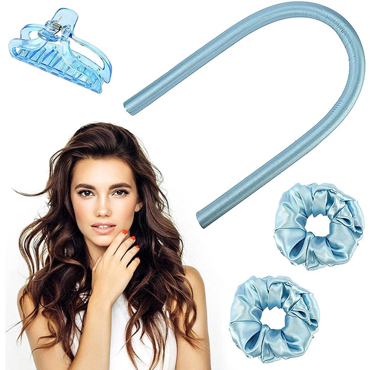 

Heatless Hair Curlers For Long Hair, No Heat Silk Curls Headband You Can To Sleep In Overnight Soft Foam Hair Rollers, 5 colors