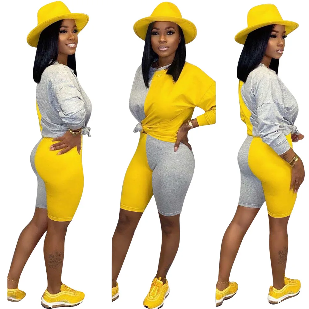 

New product ideas 2021 Fashion casual Summer Top And Pants Shorts Two Piece Set Women Clothing, Picture shows