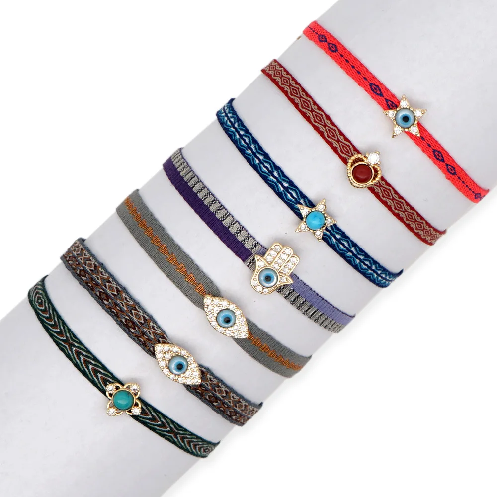 

BC3003 New Arrival Handmade Ladies Wrist Hama Charm Bracelet,Hot Sale Ethnic Friendship Evil Eyes and Star Women Bracelet