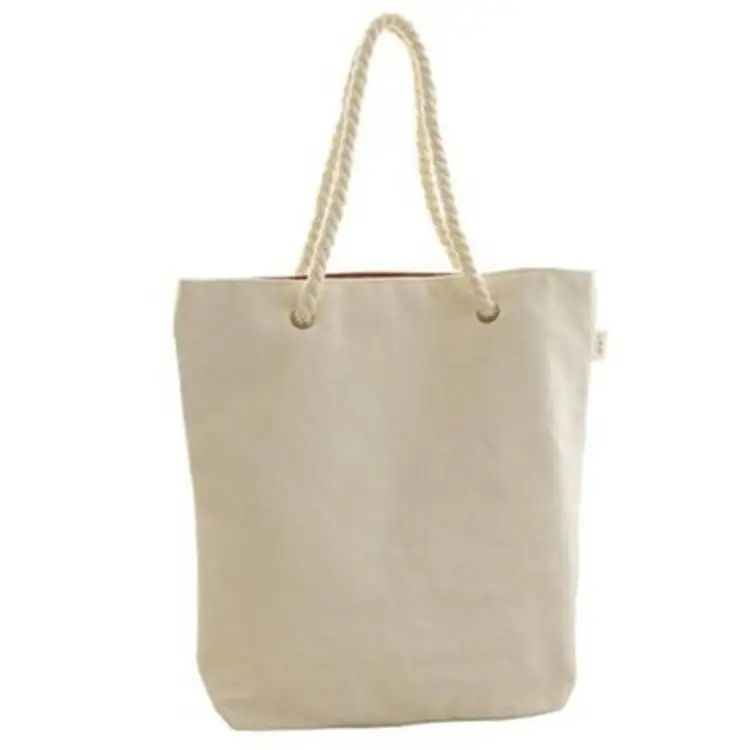New product long strap custom printed totebag cotton canvas bag with rope handle