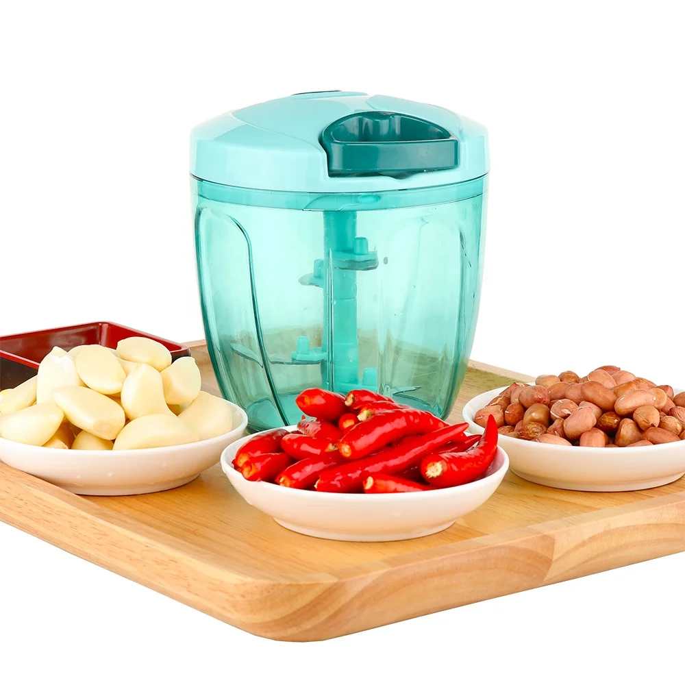 

High Pull Manual Mini Vegetable Chopper Food Processor Swift Chopper With 5 Blades, Blue