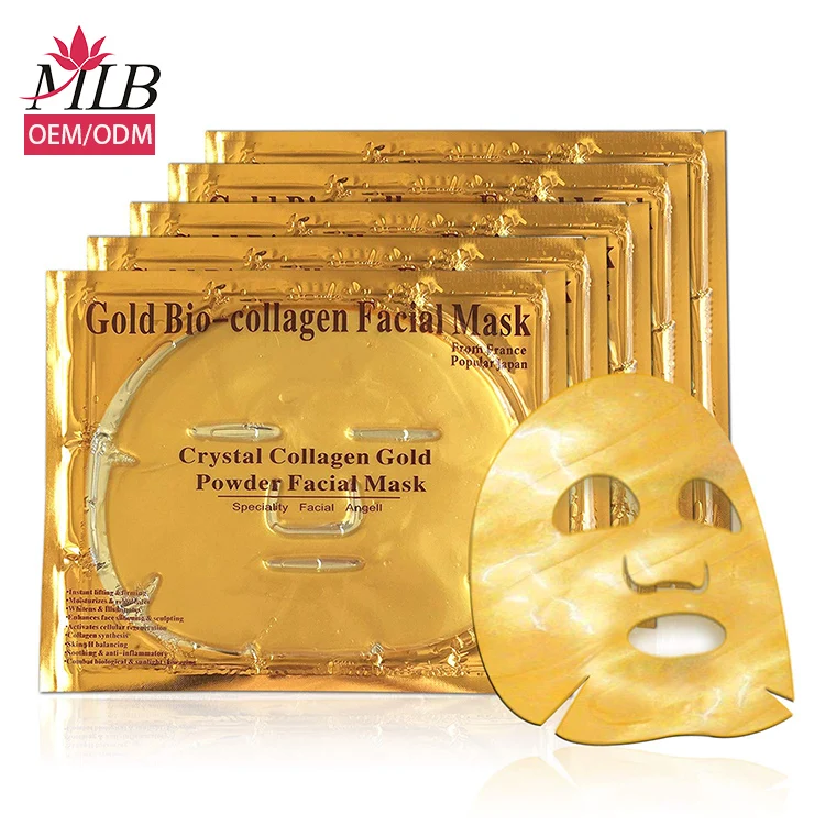 

24k gold sheet hyaluronic acid collagen mask custom korea spa genuine skin care golden antiwrinkle crystals face gel mask