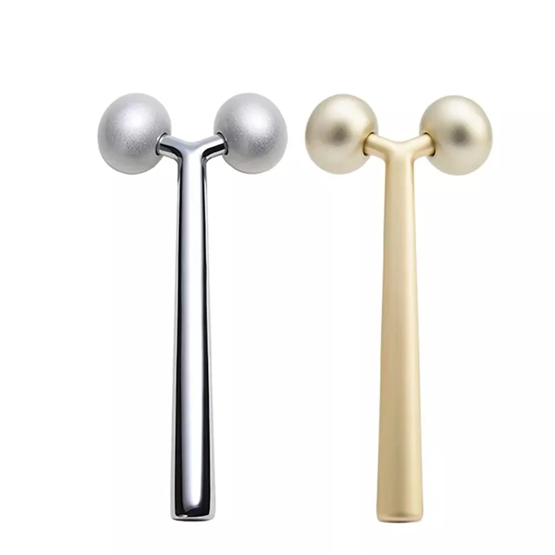 

KKS Y shape dual roller face massager anti-puffiness skin tighten zinc alloy handle 3D roller massager