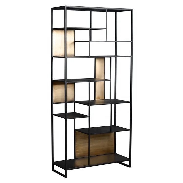 Mayco Metal Book Shelf Mid Century Multilayer Black Luxury Bookcase
