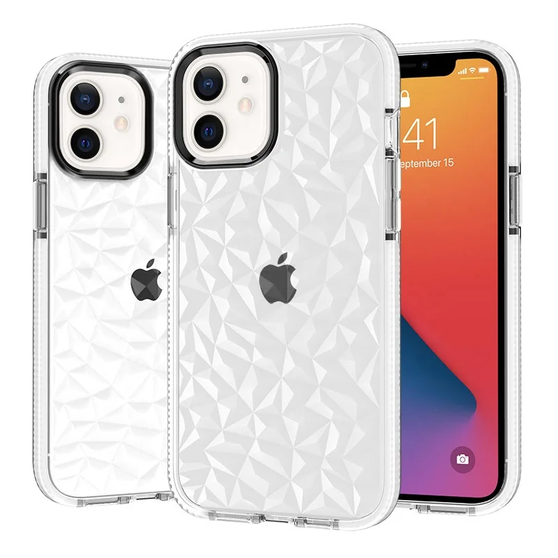 

Clear Shockproof Diamond Phone Case For iPhone 13 12 11 Pro Max XR X XS Max 7 8 Plus Soft Silicone Clear Cover