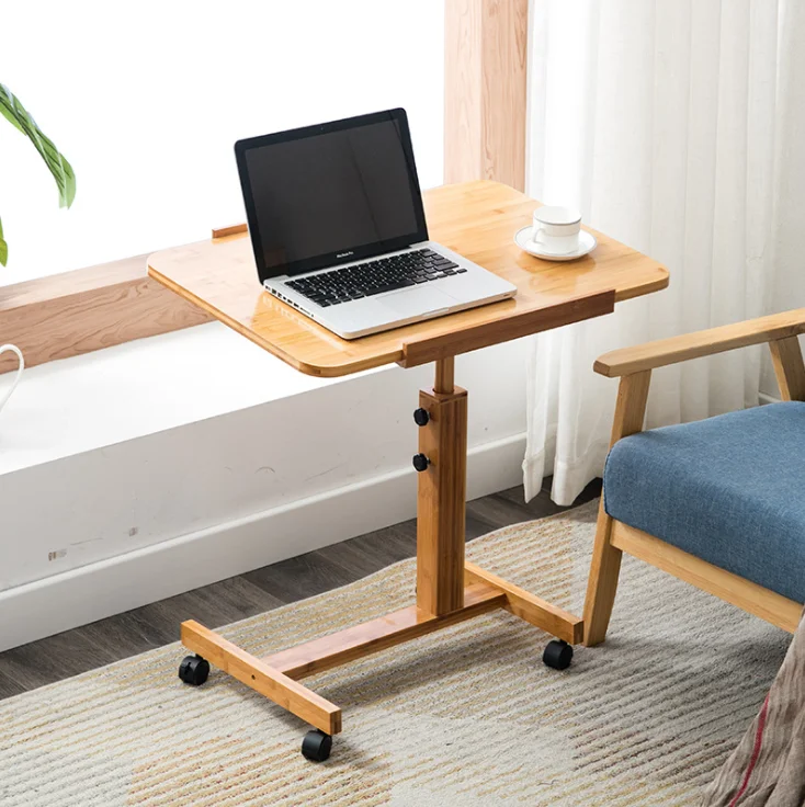 Height Adjustable Angle Movable Lazy Notebook Computer Study Table ... Portable Workstation On Wheels