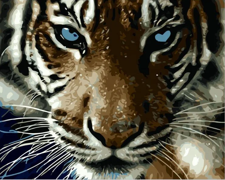 

Wall Painting Handmade Animal Illustration Coloring Digital Painting Hunting Ferocious Tiger, Multi colors