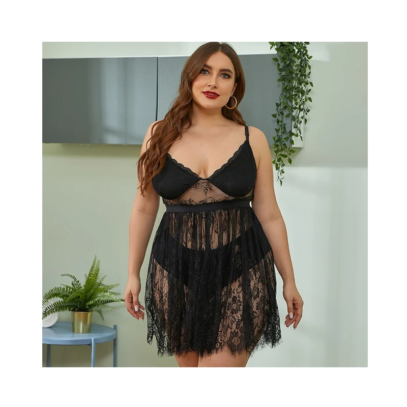 

Customized sexy lingerie for women plus size lace tansparent babydoll dress, Custom color