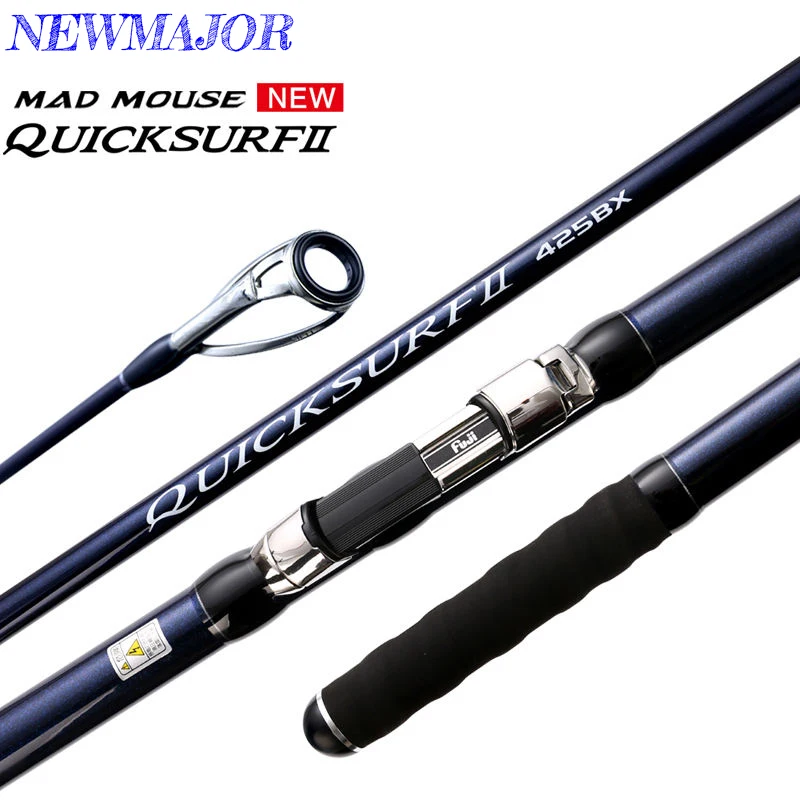 

Madmouse Quick Surf 425BX 3-Section Carbon Surf Fishing Rod Hard Fuji Parts X Sinker Jig Spinning Rod 100-300g 4.25m Surf