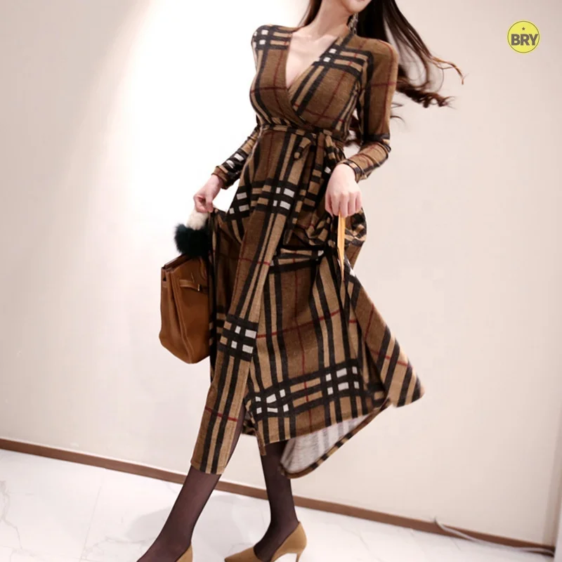 

2021 Summer Designer Brand Woman V Neck Fashion Long Sleeve Clothing Ladies Elegant Casual Party Dress Luxury Dresses For Women, Picture