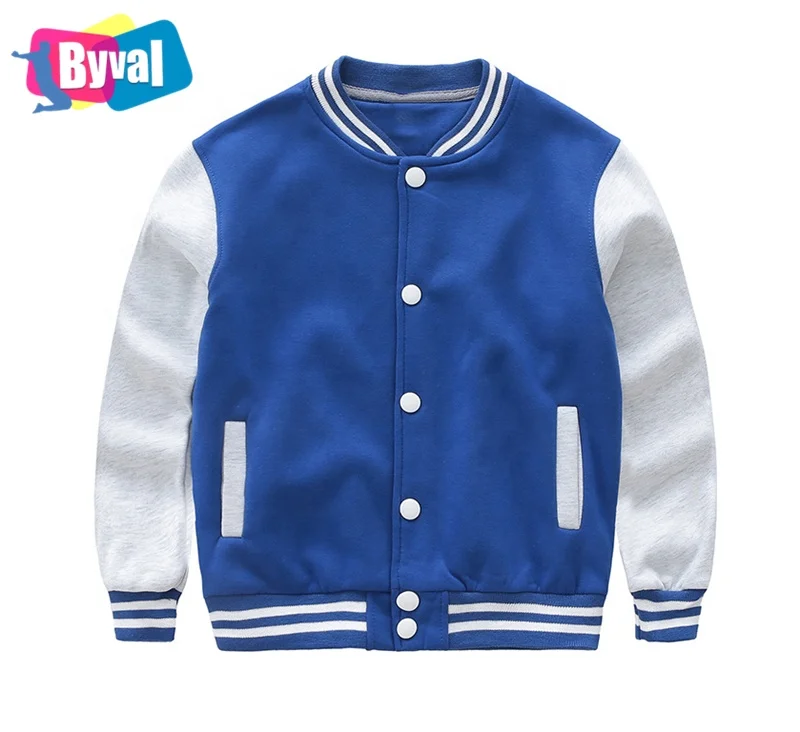 

Byval custom embroidered logo 100%cotton fleece kids jacket children baseball jacket wholesale high quality boys jackets, Customized color