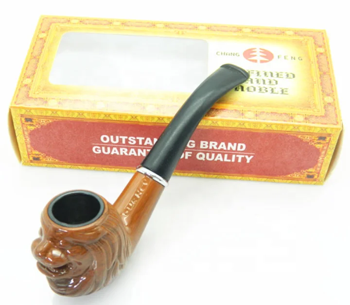 

Lion's Head Modeling resin wood pipe 145MM khaki pipe wholesale and retail packaging pipe wooden smoking set