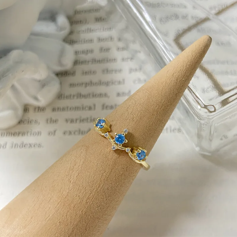 

2021 Trendy Blue Cubic Zirconia Vintage Women Rings 925 Sterling Silver Ring