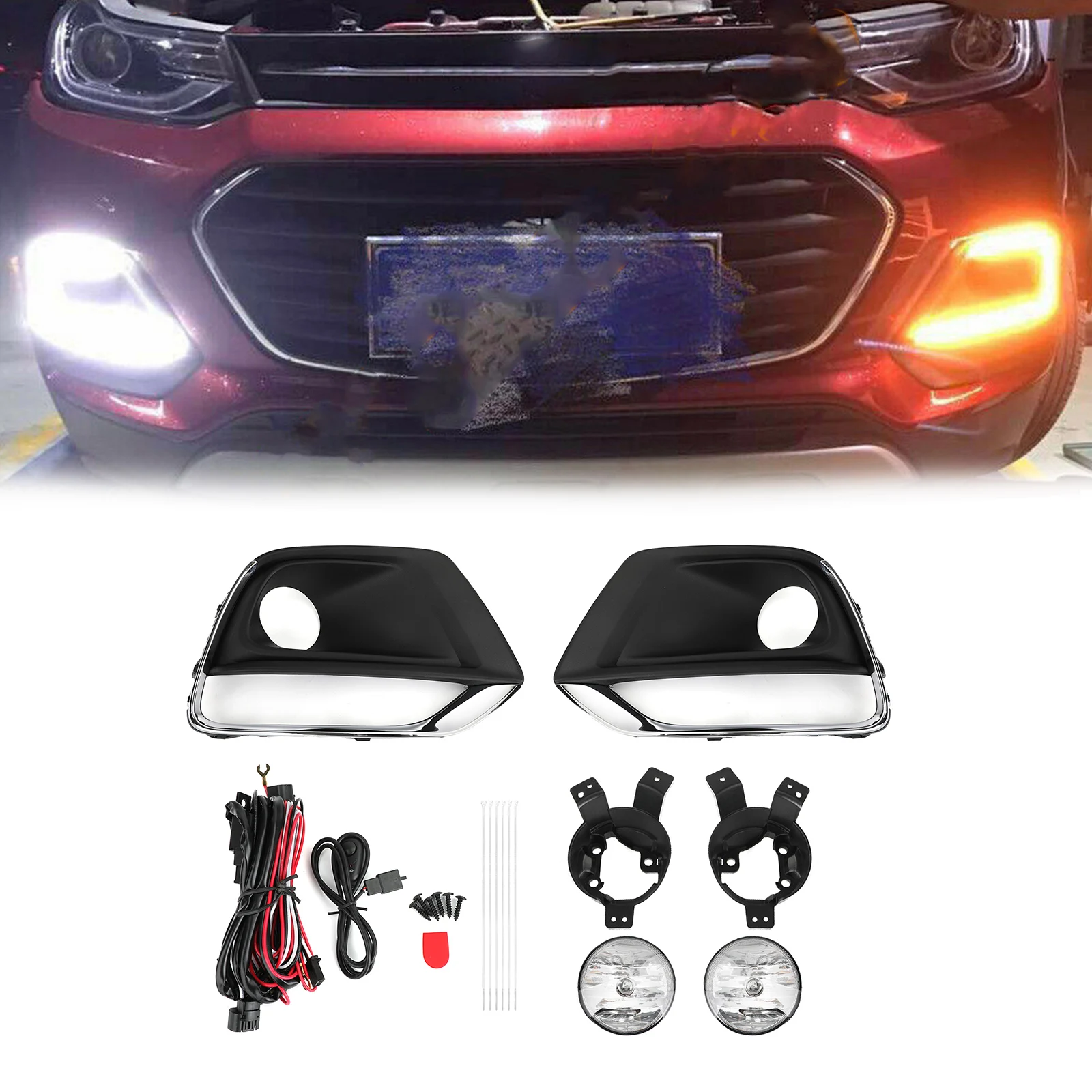 

Areyourshop w/Wiring Switch Pair LH+RH Fits For Chevy Trax 2017 2018 2019 2020 Bumper Fog Lights Lamp