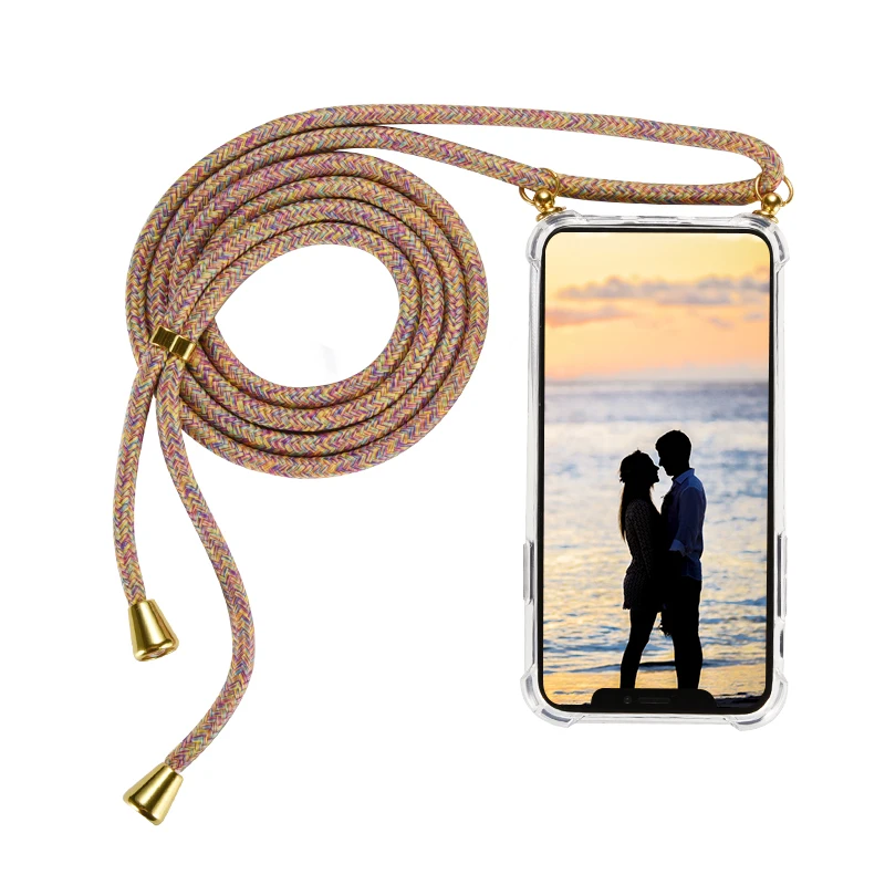 

Necklace Crossbody phone case For Samsung Lanyard Phone Case with Cord Rope Tether For Samsung S20 Ultra Handykette, Transparent case, colorful strap