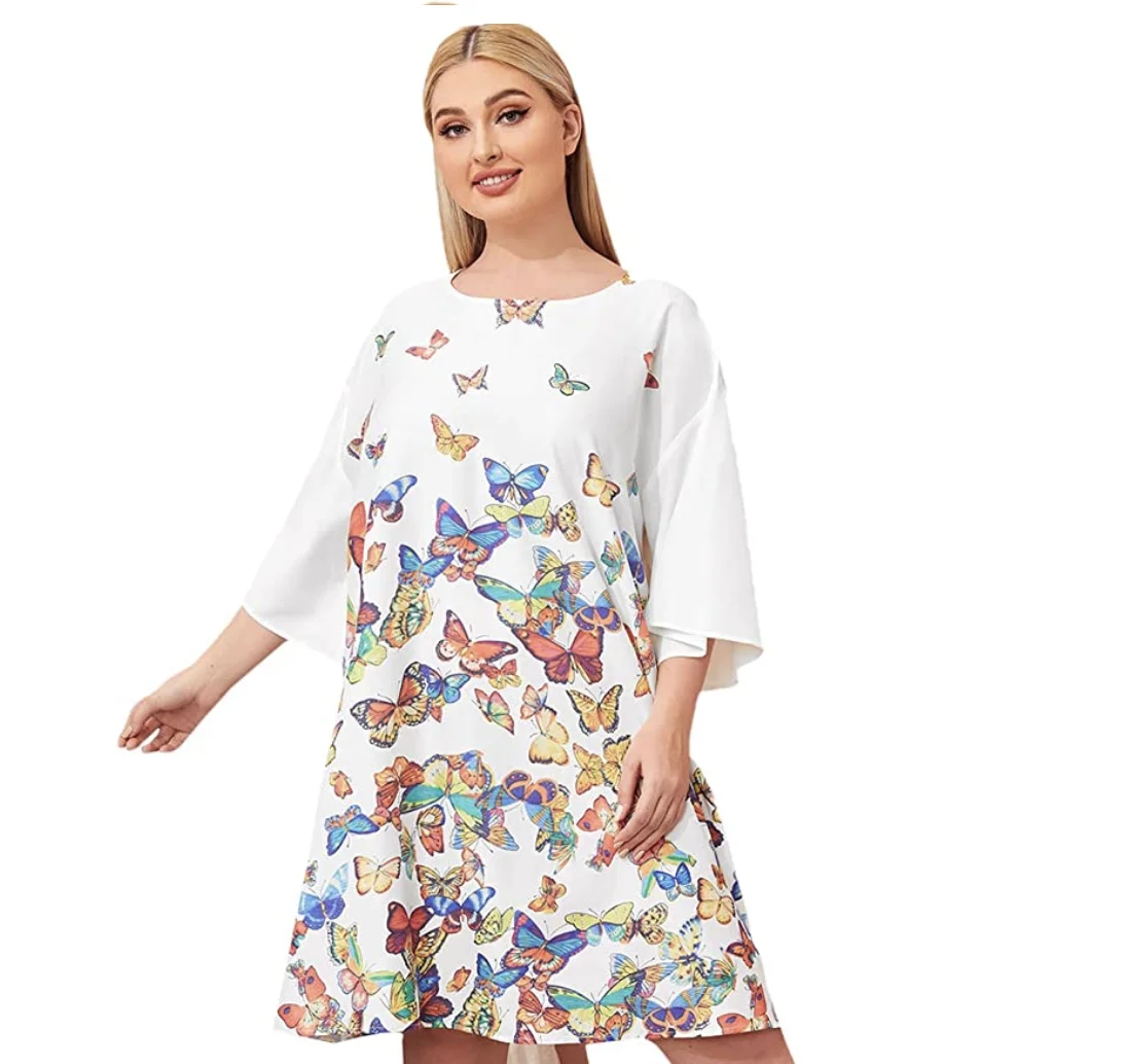 

2021 Fashionable O-Neck Oversized Polyester Plus Size Maxi Dress party dress