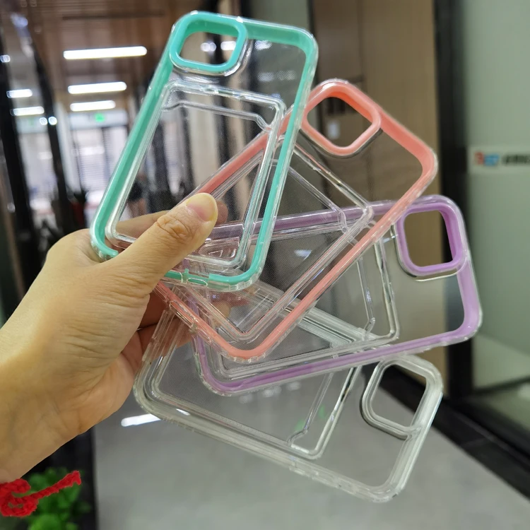 

Transparent 360 Degree Full Protection Hard PC Bumper with Soft TPU Card Slot Cell Mobile Phone Cover Case For Iphone X XS