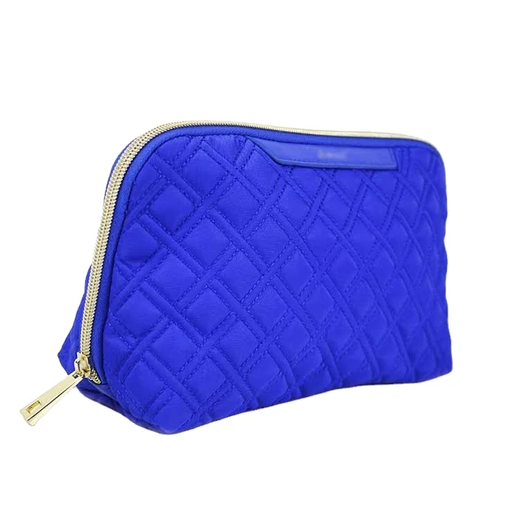 

multi function Eco-friendly Wholesale Nylon quilted material Cosmetic Bag makeup bagfor travel with mirror, Blue, customized