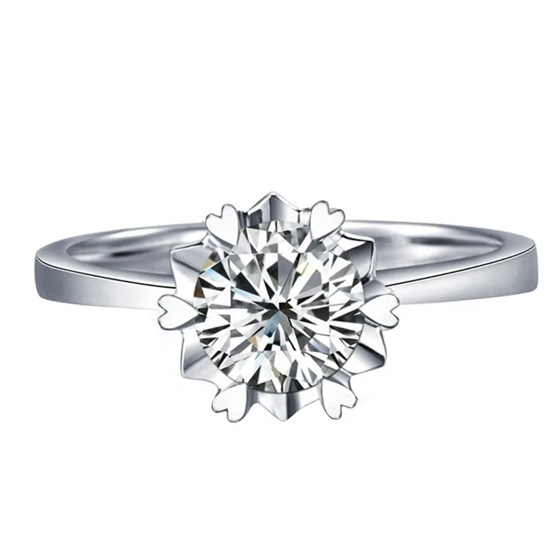 

Snowflake Straight Arm California Jewelry D Color Moissanite Diamond Ring Women's 18k White Gold Carat Diamond Wedding Ring, Picture shows