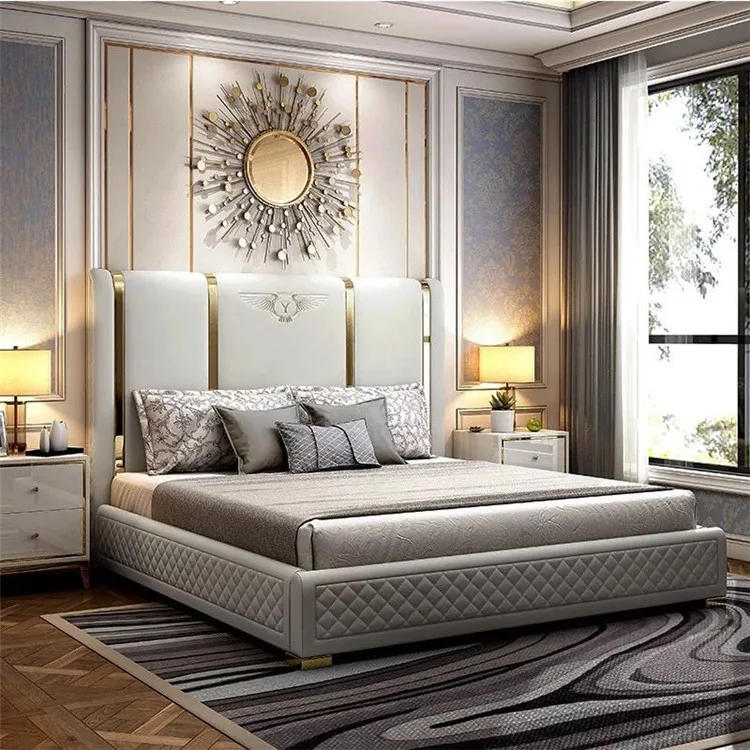 Foshan Wholesale Modern Luxury Bedroom Furniture Bedroom Set King Size Solid Wood Genuine Leather Bed Buy Leather Bed Bedroom Furniture Bed Product On Alibaba Com