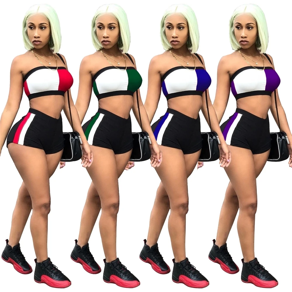

2020 custom crop top and shorts summer two piece outfits for women