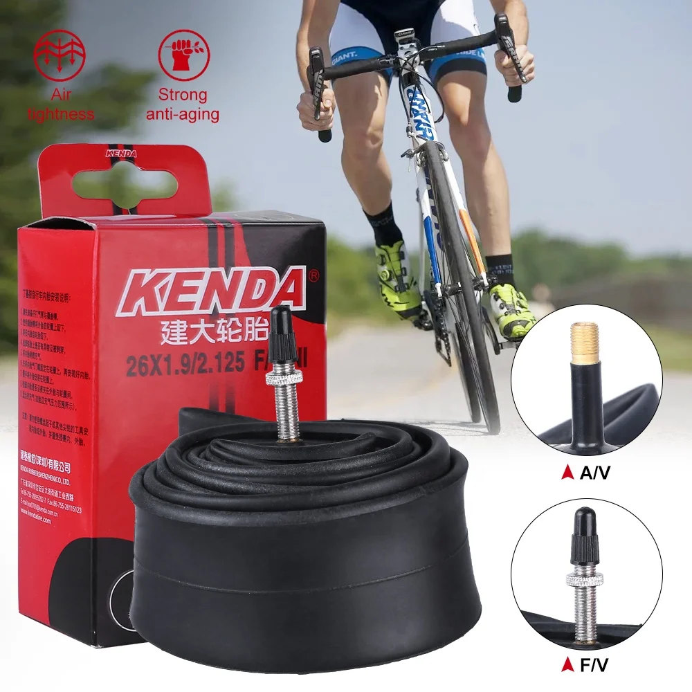 

mountain bike kenda inner tube 27.5*1.9/2.125 26*1.9/2.125 valve AV/FV bicycle mountain butyl kenda tyre inner tube for mtb, Balck