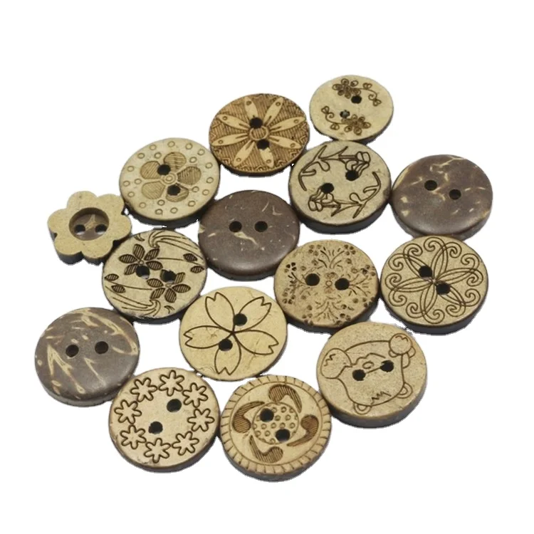 

Wholesale 2-Hole Round Button Sewing Garment Natural Coconut Shell Buttons