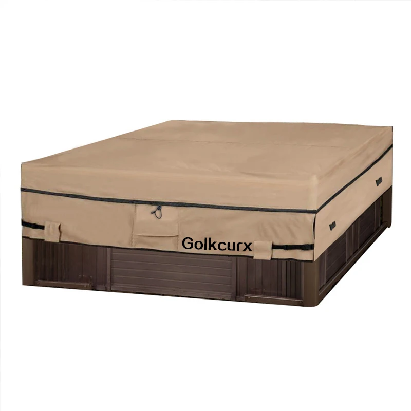 

Golkcurx Square Hot Tub Cover - Heavy Duty 600D Polyester Waterproof,UV Protection SPA Cover for Hot Tub