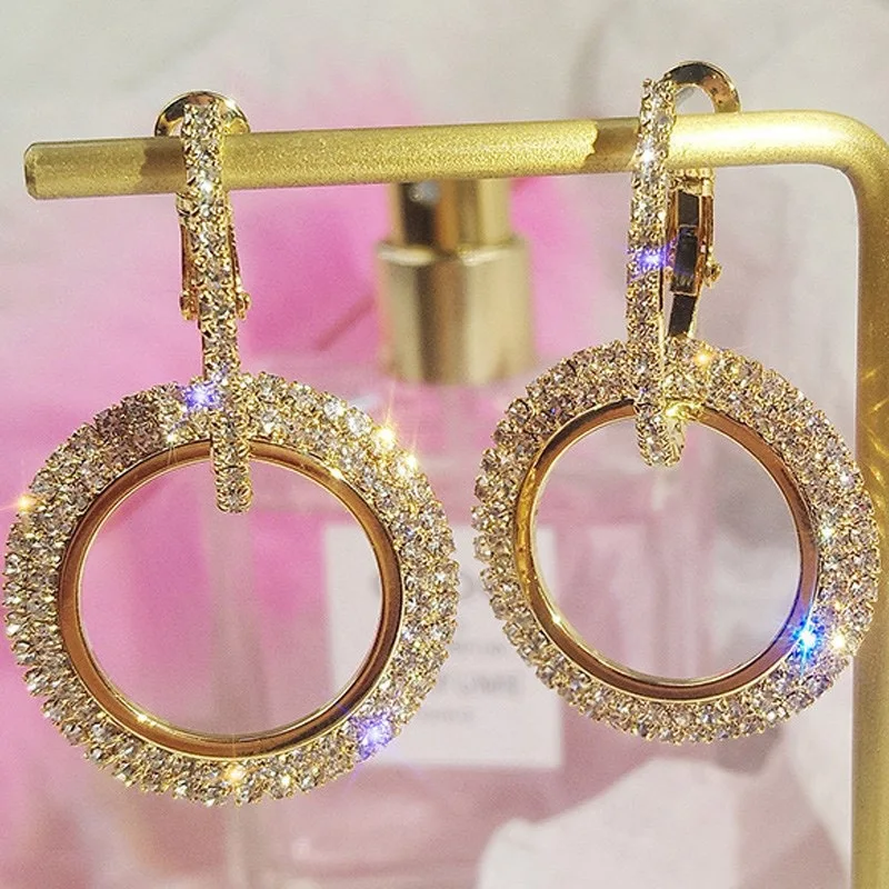 

Personality Handmade Gold Earrings Circle Vintage Earring Double Circle Hoop Earrings For Women