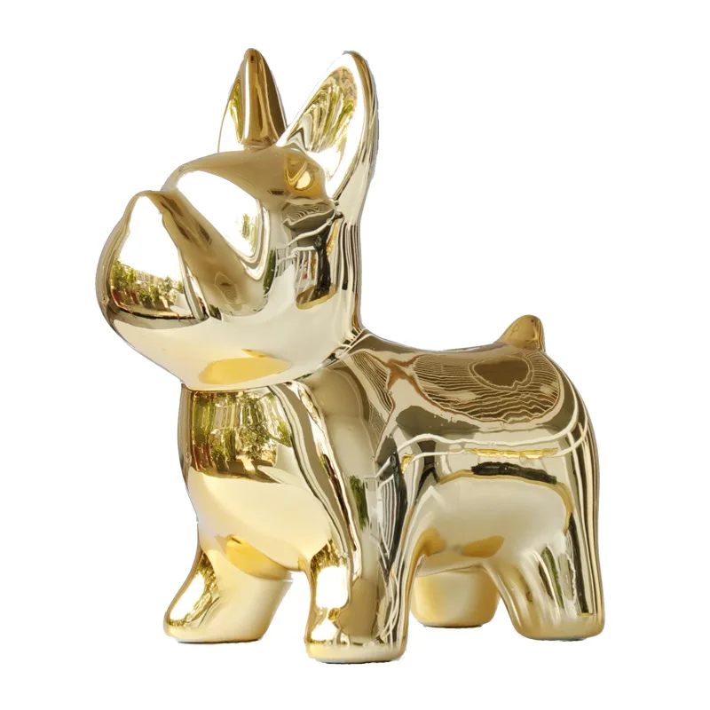 

European Plating Dog Statue Ceramic Craft For Living Room Modern Home Decoration, Sliver,gold,rose gold