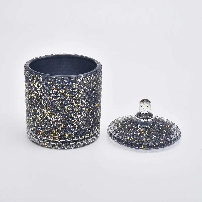 280ml Black Candle Holder With Gold Decoration