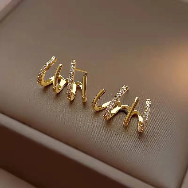 

Fashion Jewelry 925 Sterling Silver Pin Claw Setting Earrings Micro Pave Cubic Zirconia CZ Four Claw Earrings For Women