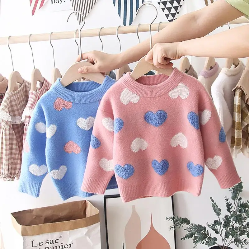 

Autumn Baby Girls Sweaters Children Long Sleeve Cotton Knitted Clothes Kids Mink Wool Cartoon Print Sweater For Girls