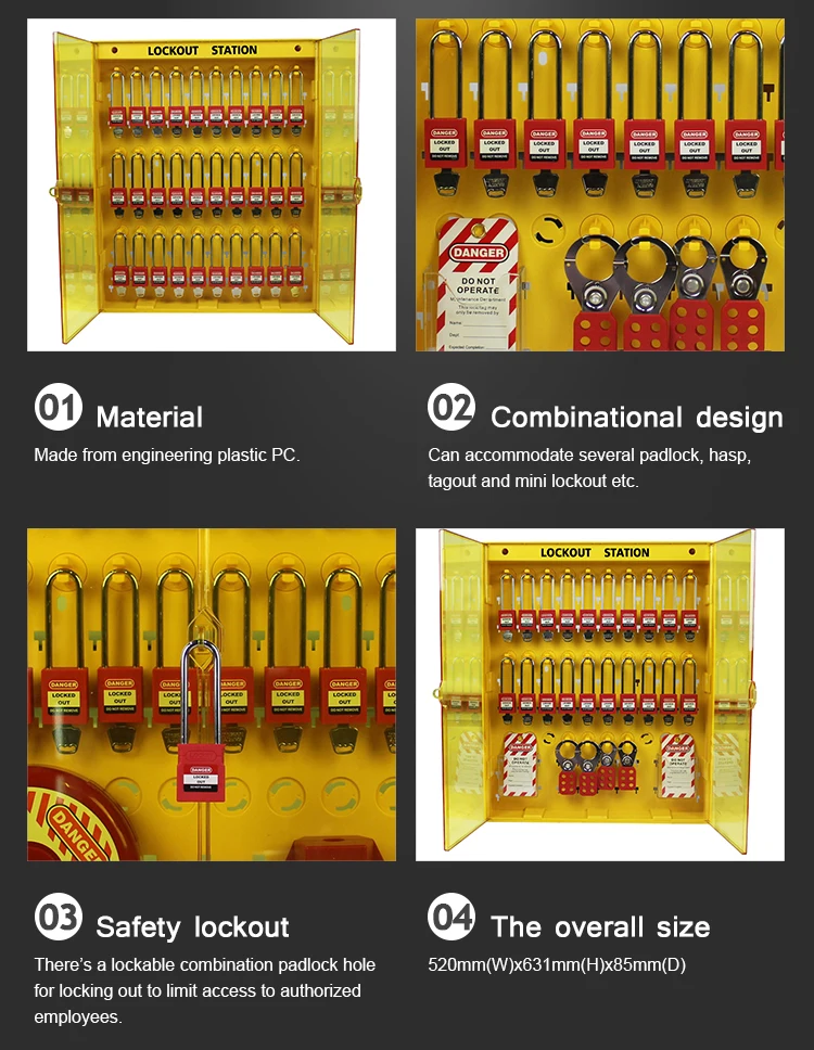 Lockey New Industrial Padlock Safety Combined Tagout Lockout Station