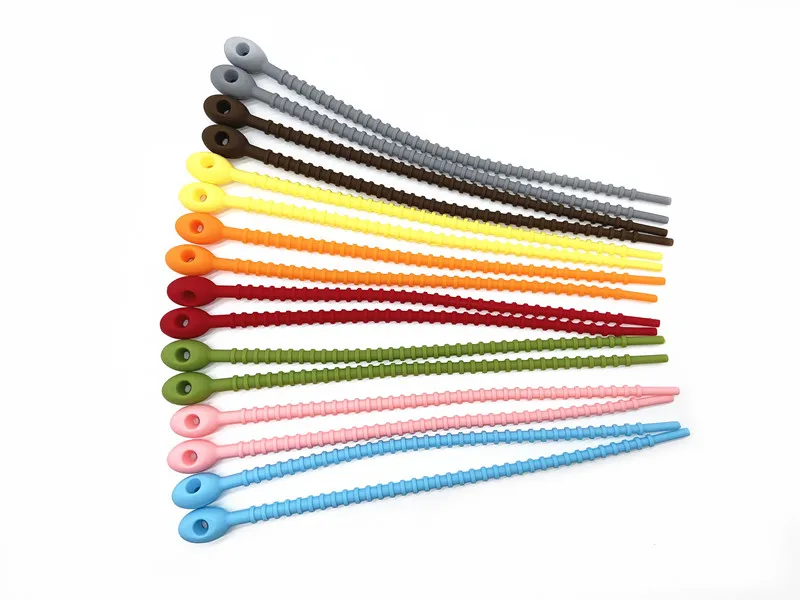
2020 New Amazon Reusable silicone Twist Kitchen Tools Rubber Cable Ties 