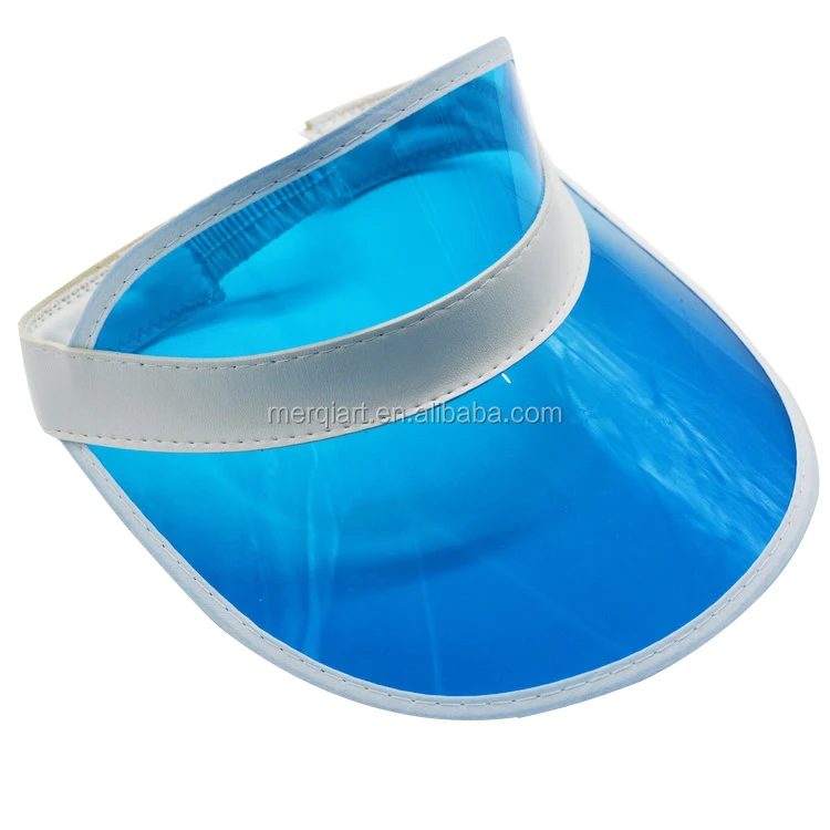 2021 Idea Summe Visor Blue Plastic Sun Visor Cap Pvc Sun Visor Blue
