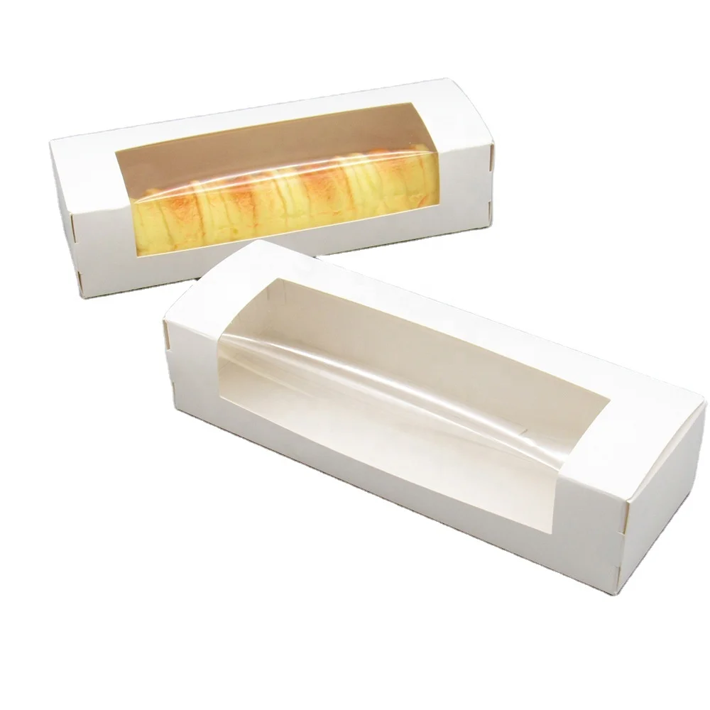

wholesale RTS dessert cookie biscuit white paper rectangle bakery cake box with Transparent window