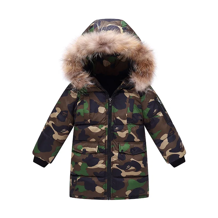 

Winter coat down jacket for boys clothes 3-12 Yrs children's clothing thicken outerwear parka real nature fur kids, Shown