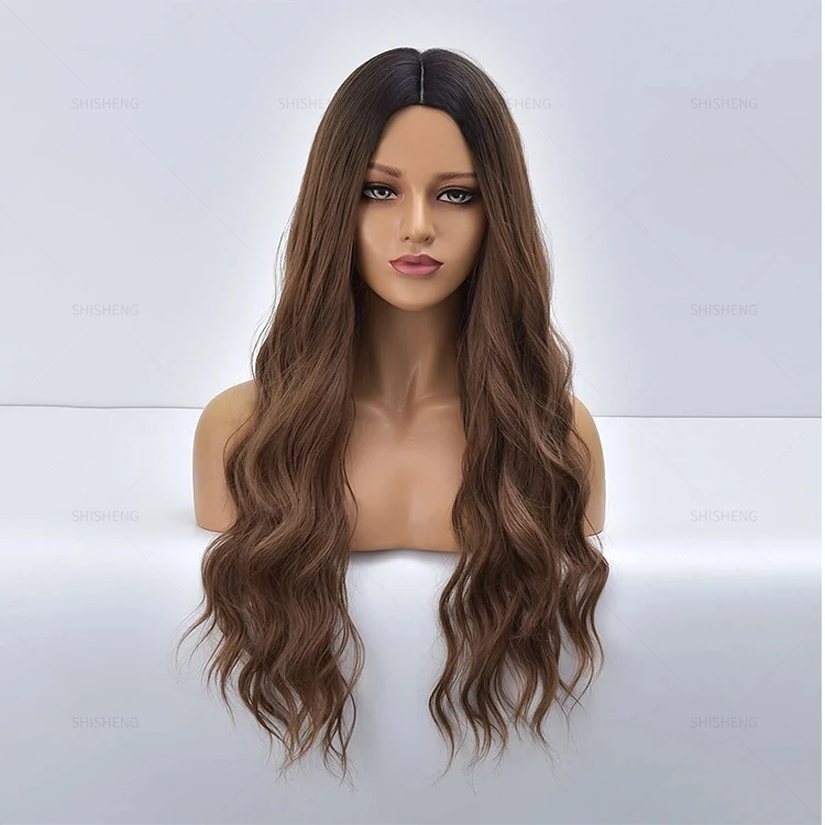 

SHI SHENG Morden Style Fashion Cosplay Long Ombre Boby Wave Brown And Black Synthetic Wig for Black Women