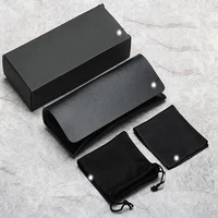 

Customizable Soft Pu Leather Black Handmade Glasses Case Sunglasses Folding Eyewear Case Set